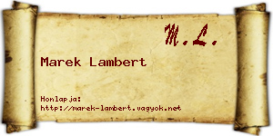 Marek Lambert névjegykártya
